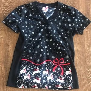 Christmas scrub top, size S